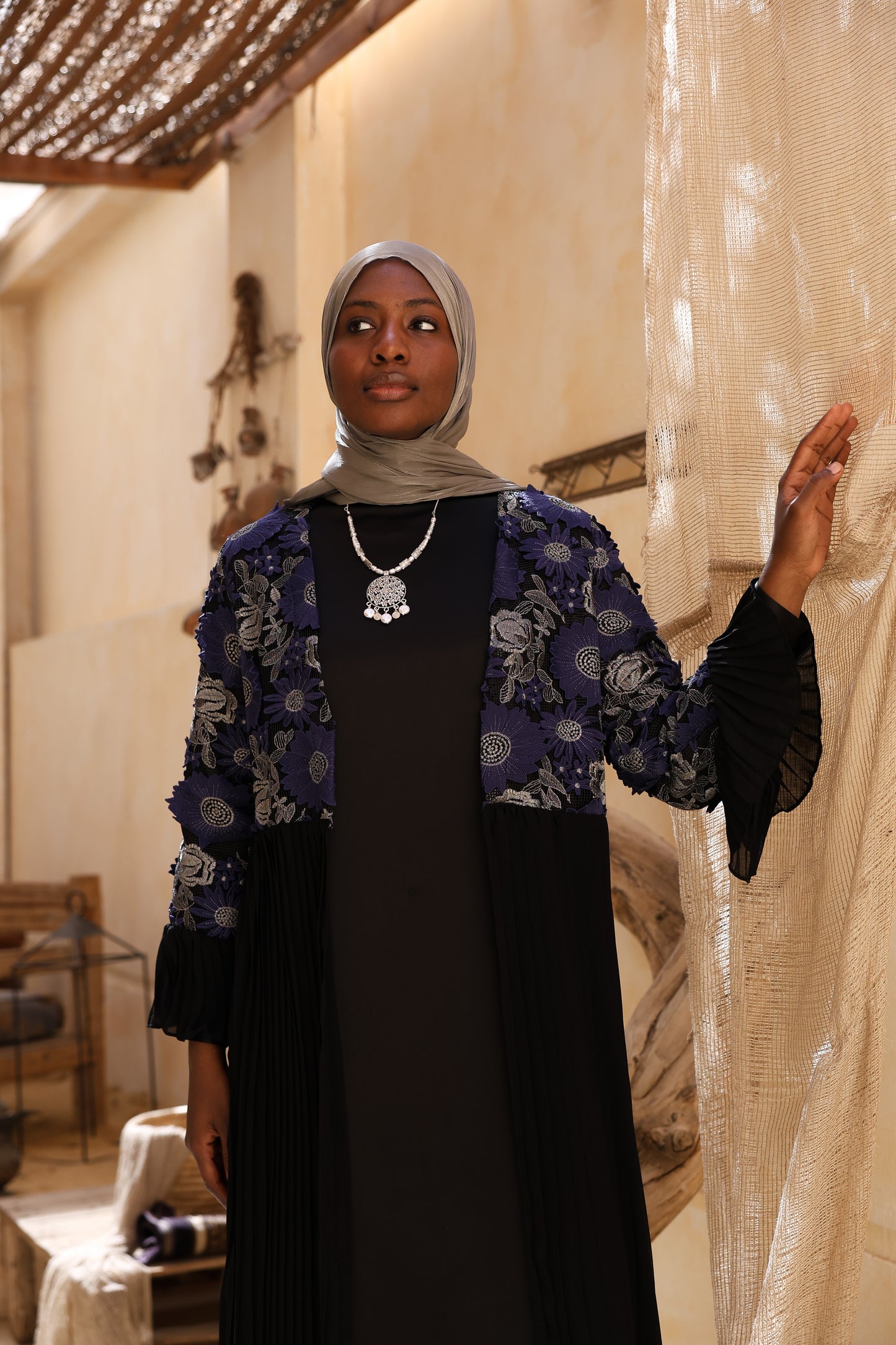 Floral Pleated Cardigan