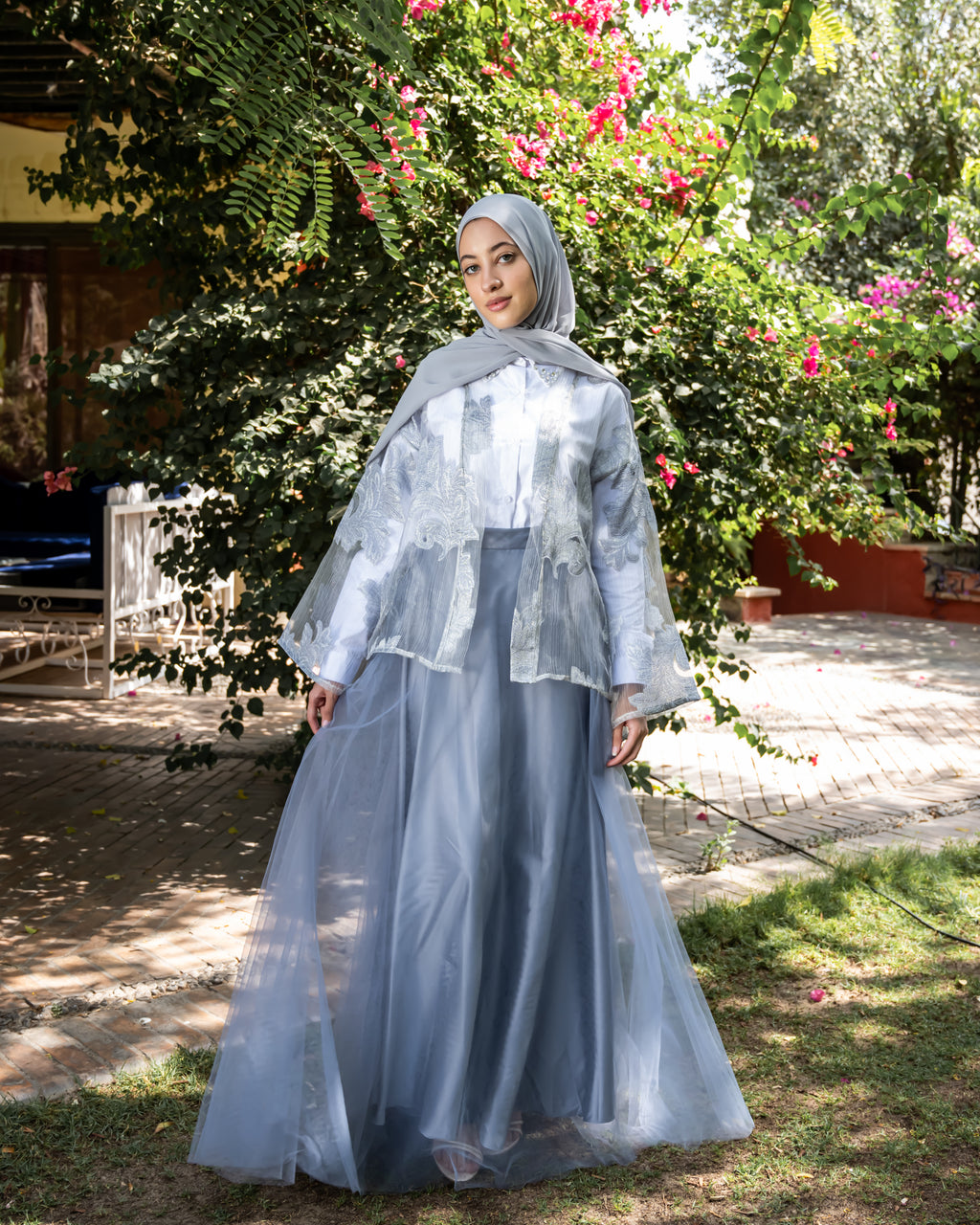 Patterned Organza Cardigan