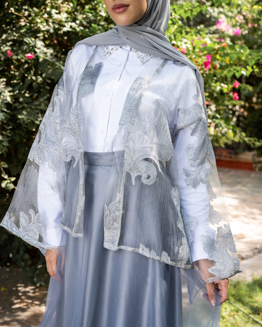 Patterned Organza Cardigan