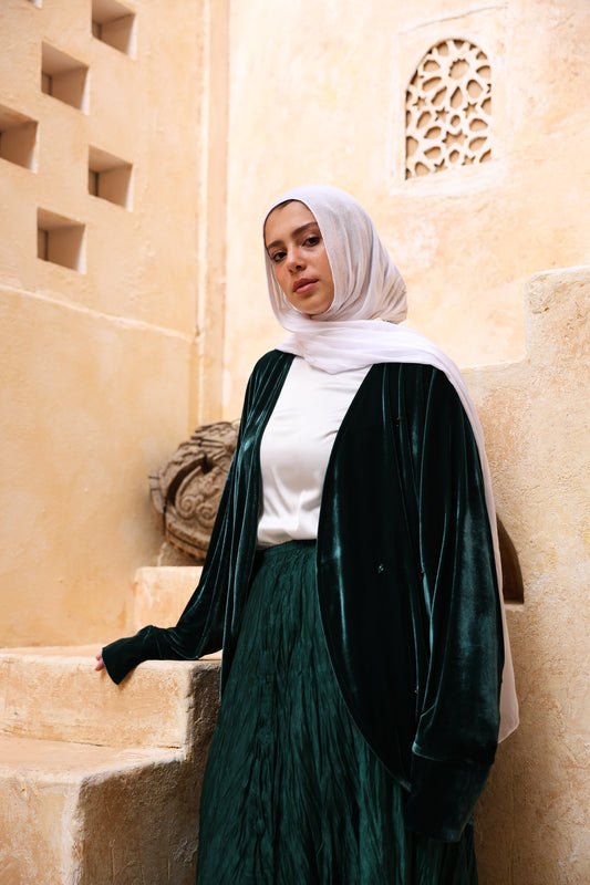 Studded Short Velvet Cardigan