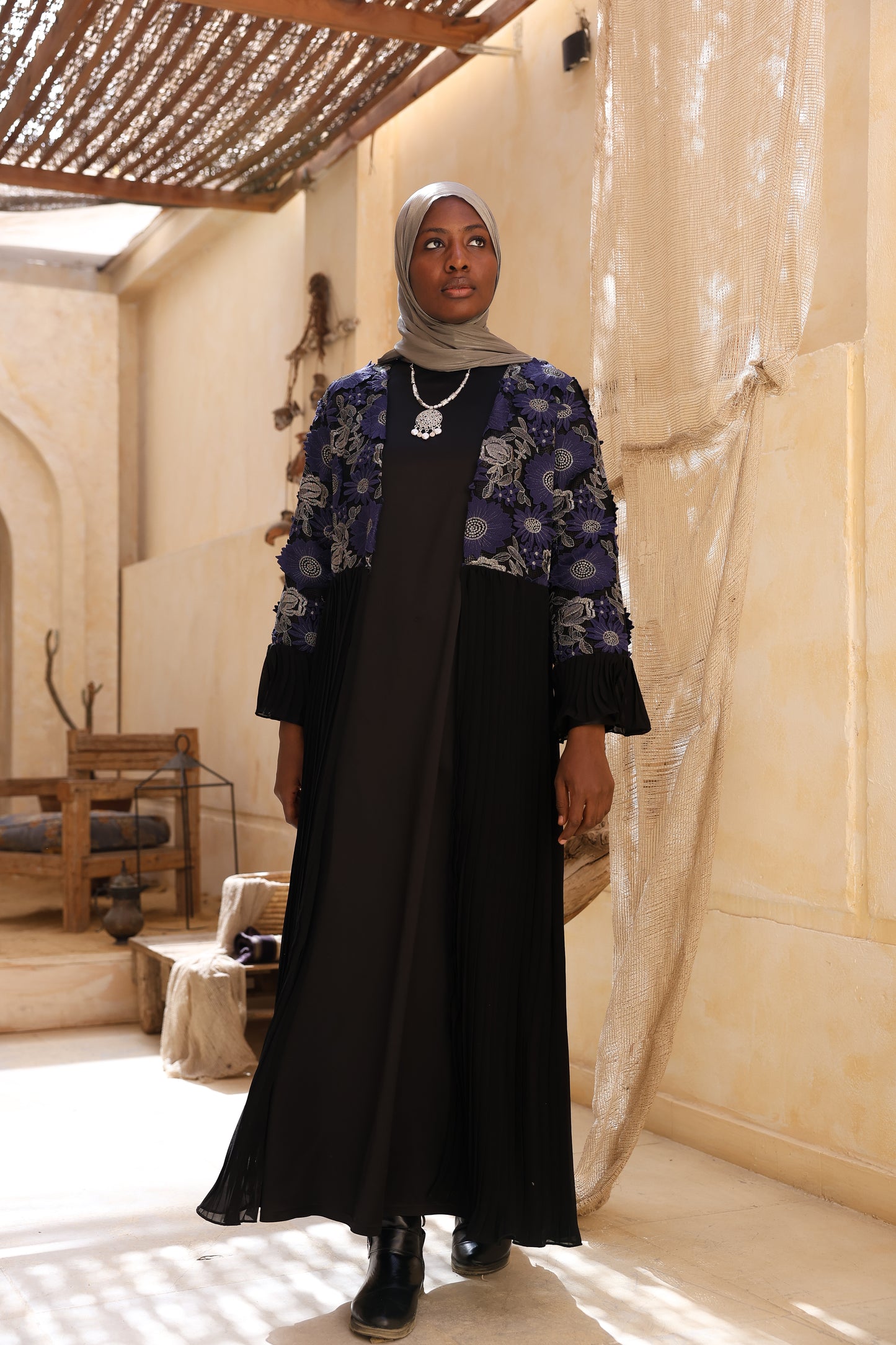 Floral Pleated Cardigan