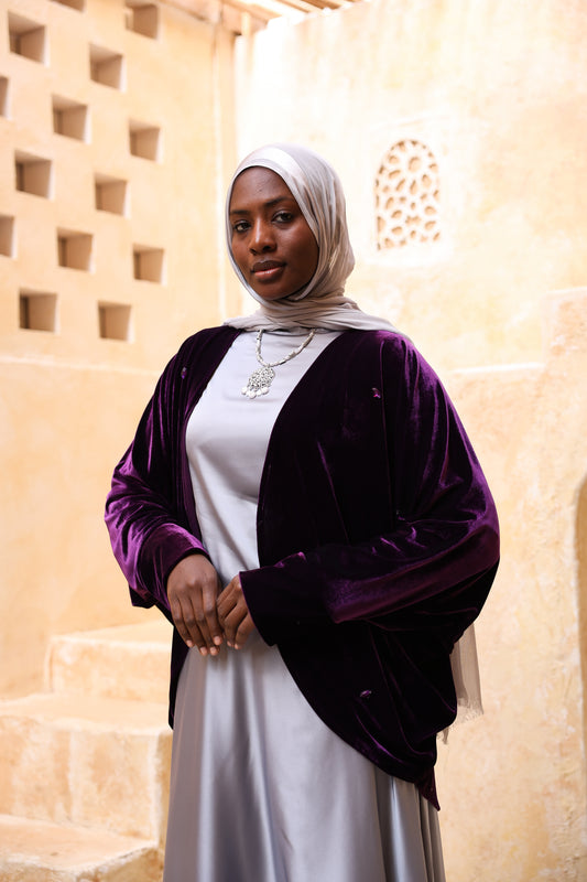 Studded Short Velvet Cardigan