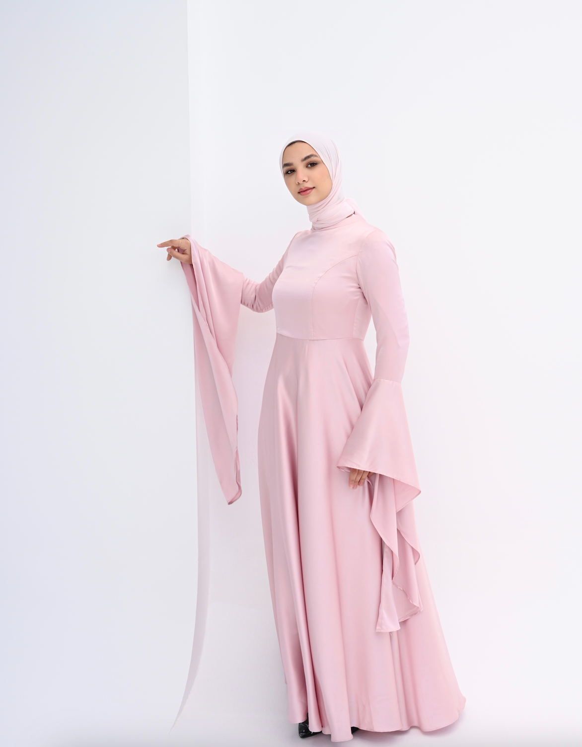 Long Sleeve Satin Dress